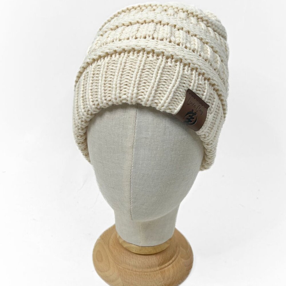 Cream/ Tan Beanie Hat Skully Women's Slouchy Thick Satin Lined Cap